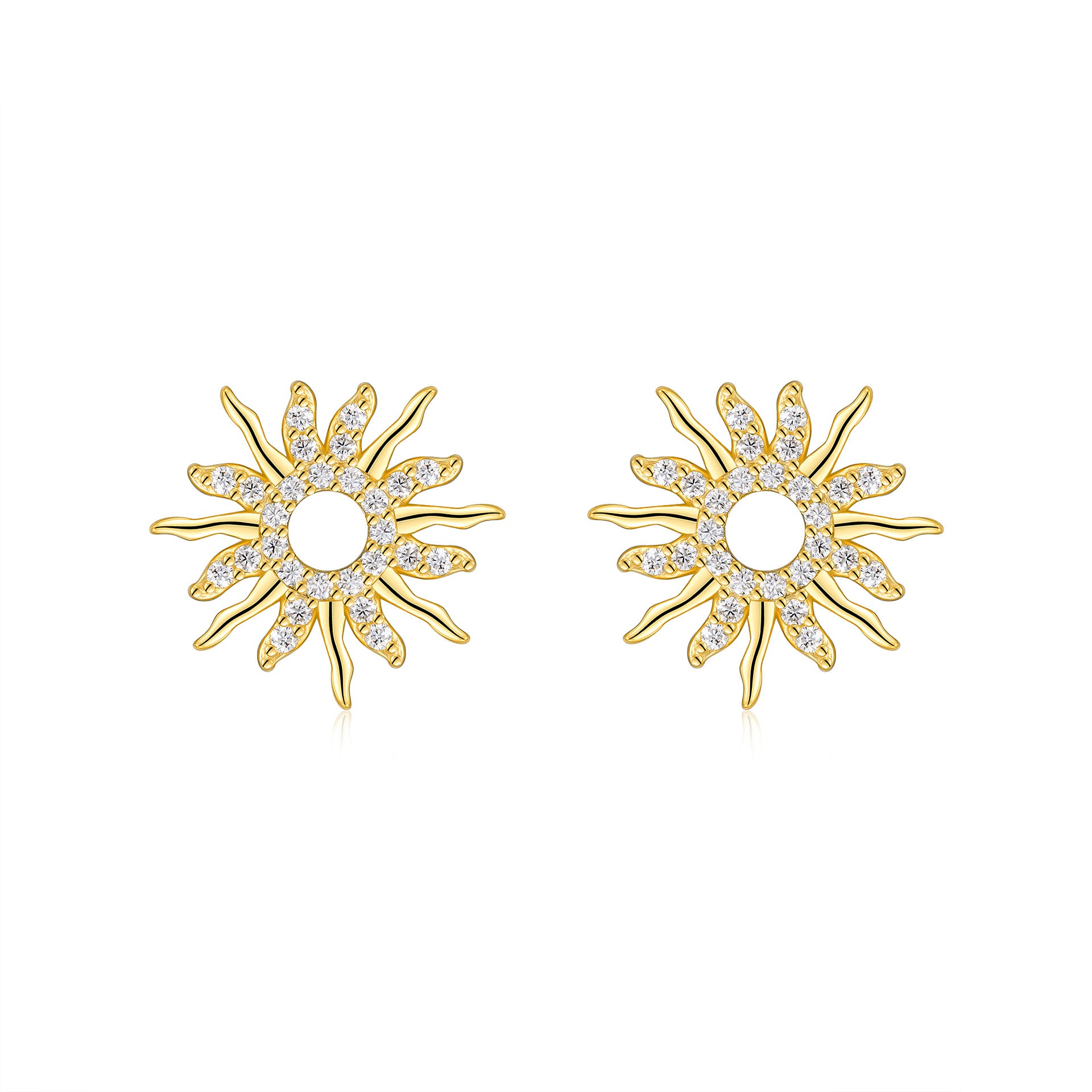 Women's Moissanite Sunflower Stud Diamond  Earrings S925 Sterling Silver Plated with 18K Gold