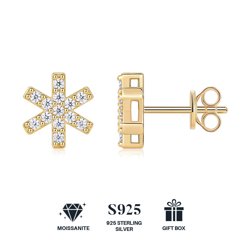 Christmas Snowflake Moissanite Diamond Stud Earrings