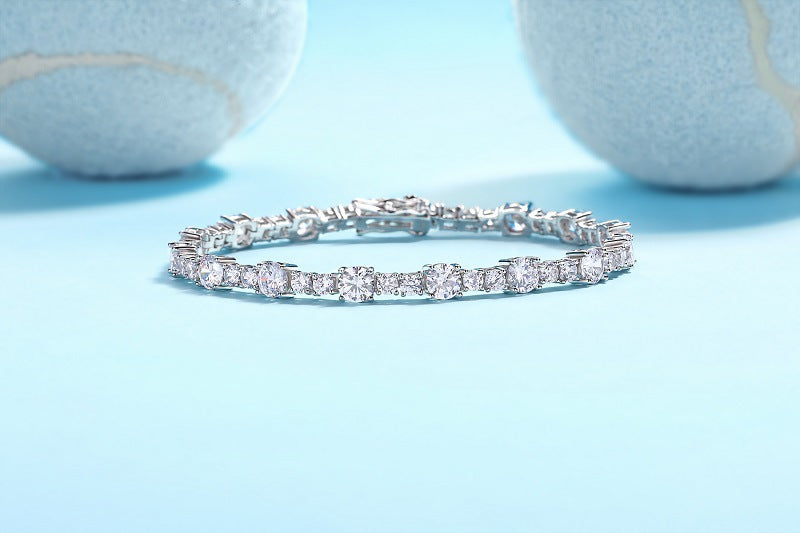 Moissanite Tennis Bracelet for Men and Women S925 Sterling Silver Plated with 18K Gold