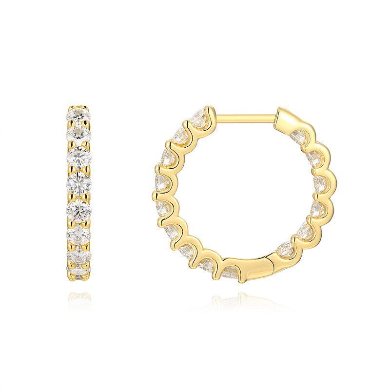 Vintage Moissanite Earrings S925 Silver Plated with 18K Gold