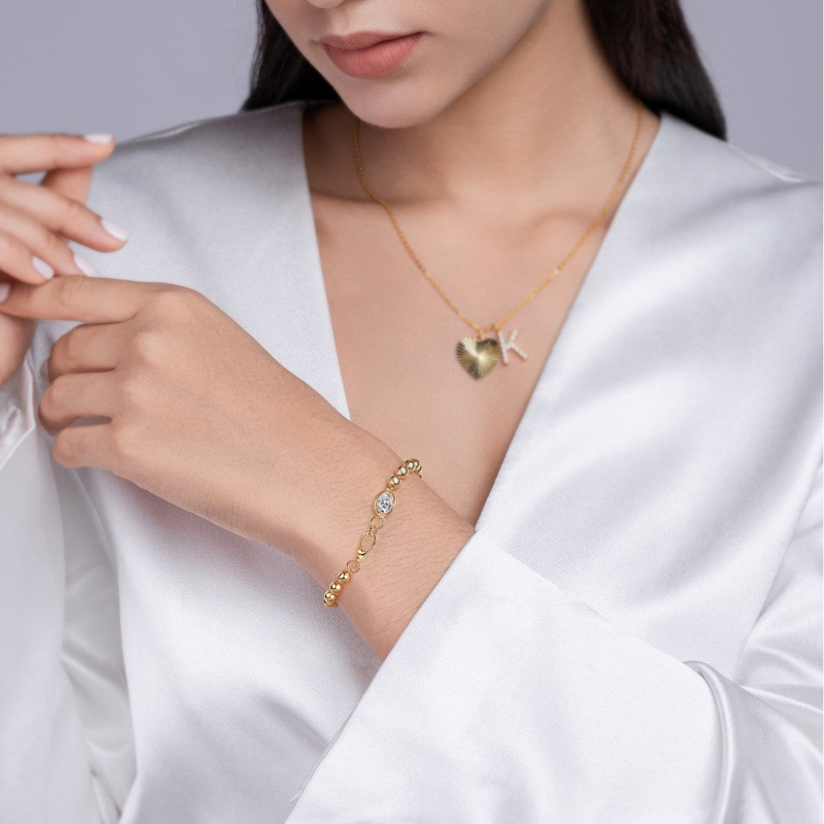 Moissanite Small Gold Bead Bracelet for Women S925 Silver Plated with 18k Gold