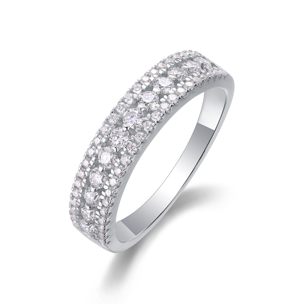 Moissanite Diamond Unisex Ring S925 Silver Plated 18K White Gold
