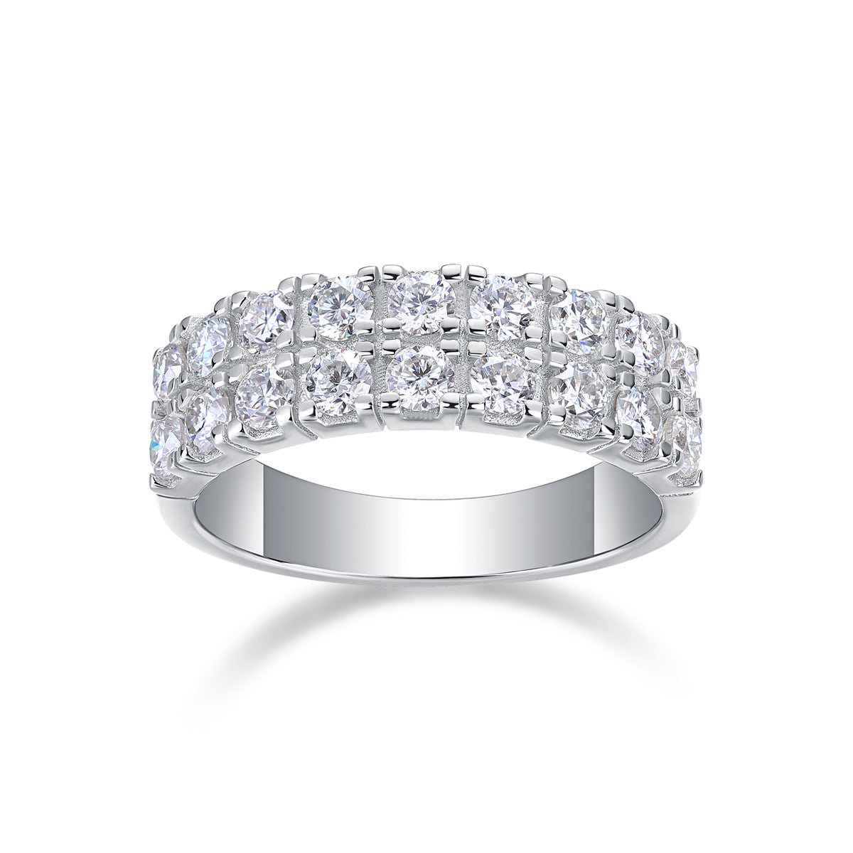 Double Row 1.8CT Moissanite Engagement Ring For Men and Women