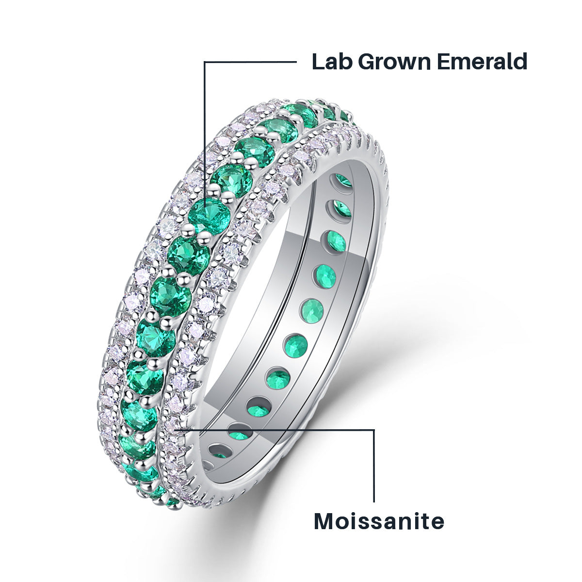 Colorful Cultivated Gemstone Moissanite Ring for Women