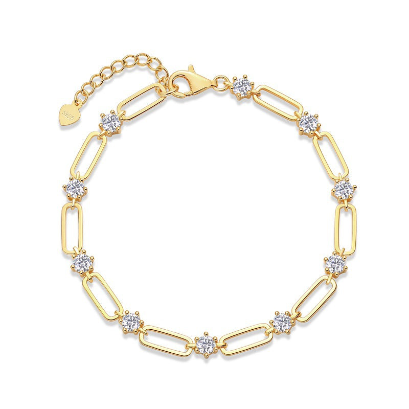 4 Carat Moissanite Geometric Clasp Bracelet For Women