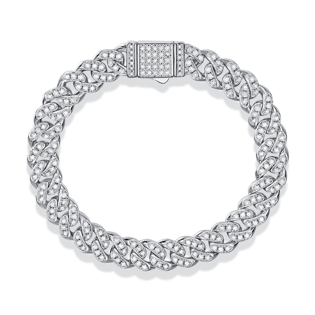 Men's and Women's Moissanite Cuban Bracelet S925 Silver Plated with 18K Gold