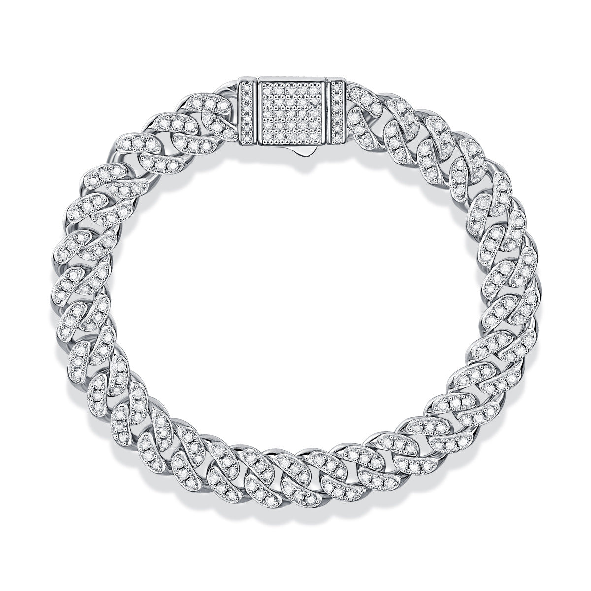 Men's and Women's Moissanite Cuban Bracelet S925 Silver Plated with 18K Gold
