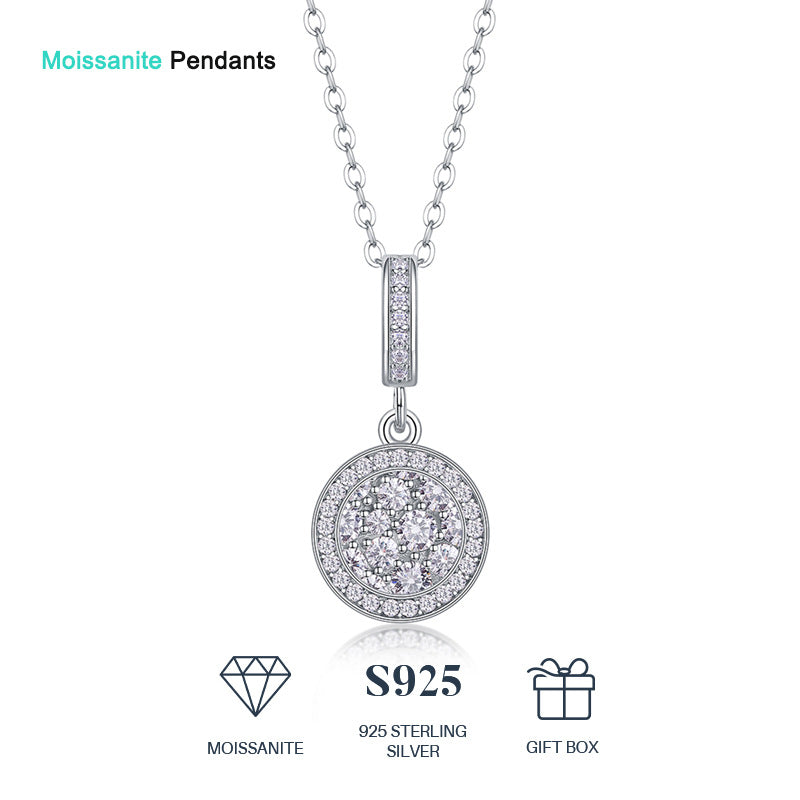 Genuine S925 Silver Moissanite Fashion Personality Pendant Necklace