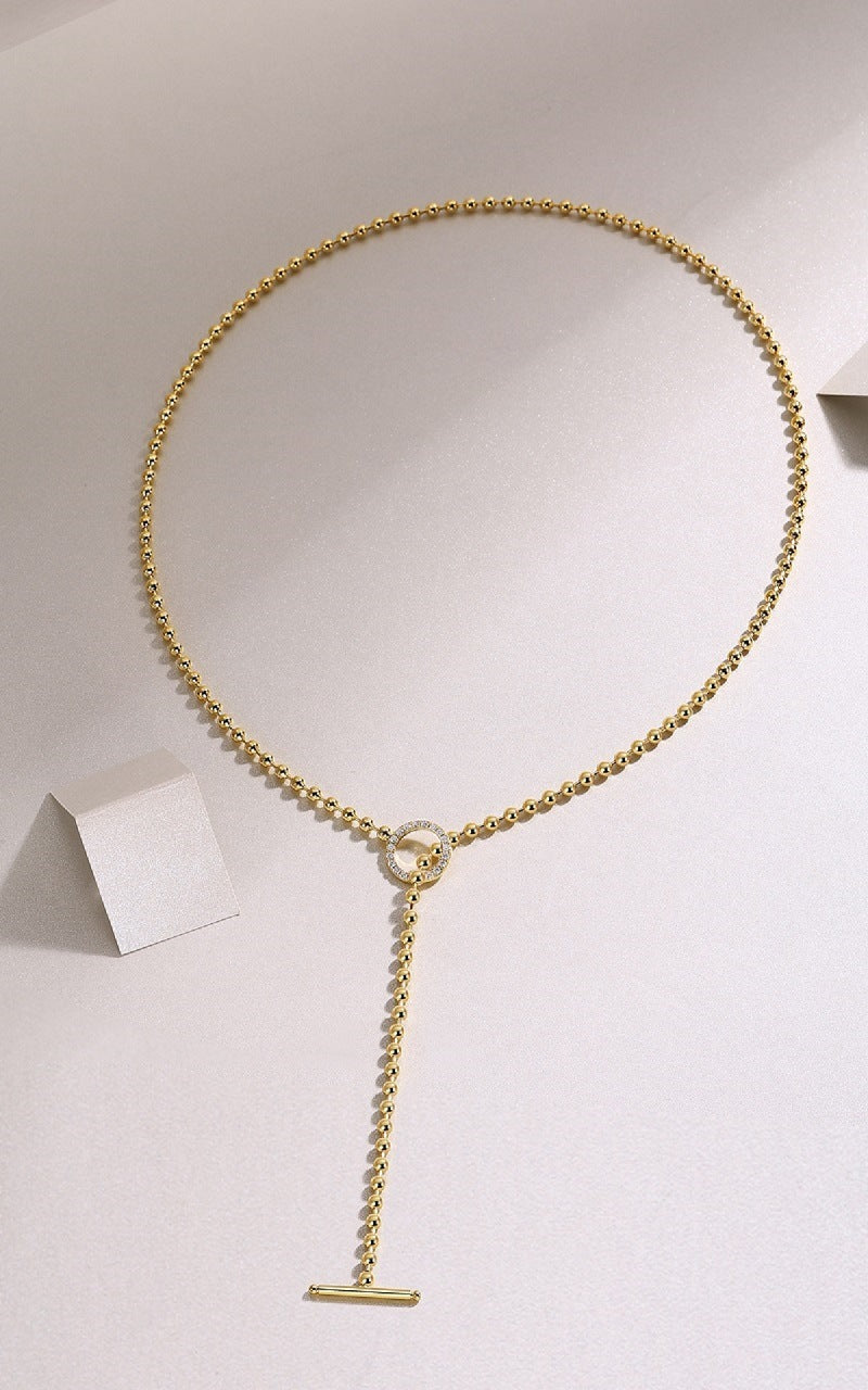 Y-shaped Moissanite Long Necklace for Women S925 Silver Plated with 18K Gold