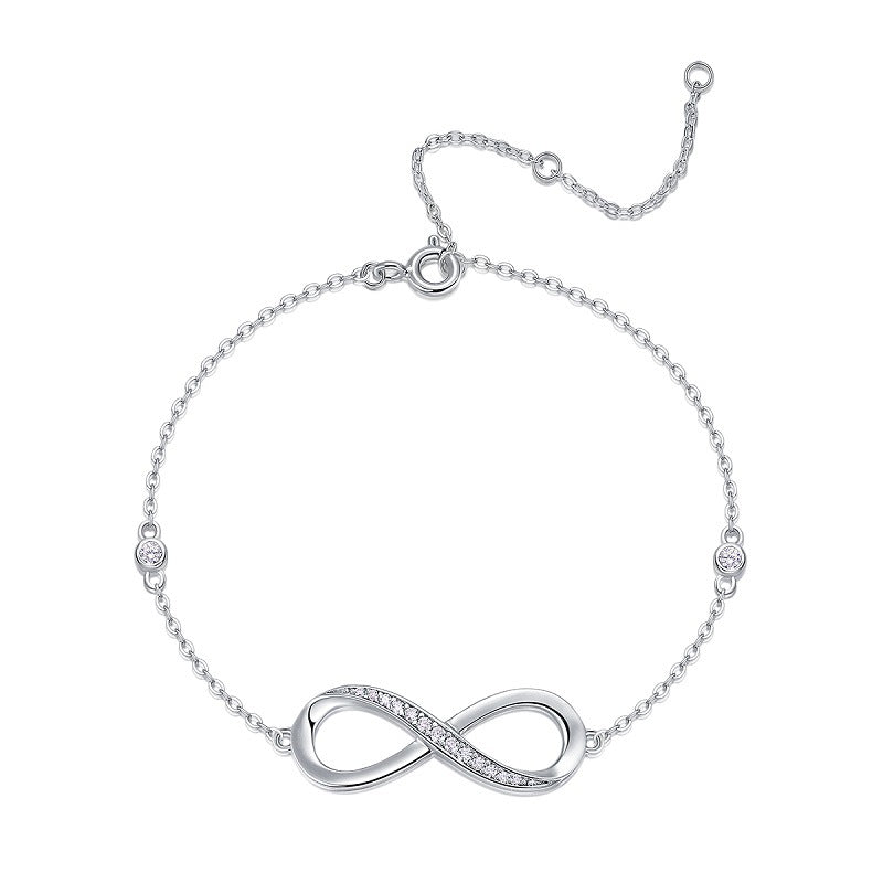 Moissanite S925 Sterling Silver Plated 18K Gold Lucky 8 Bracelet