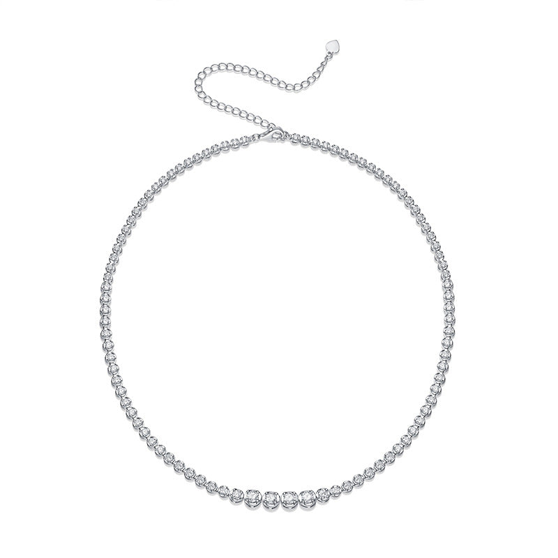 Moissanite S925 Sterling Silver Gold Plated 18K Full Diamond Necklace