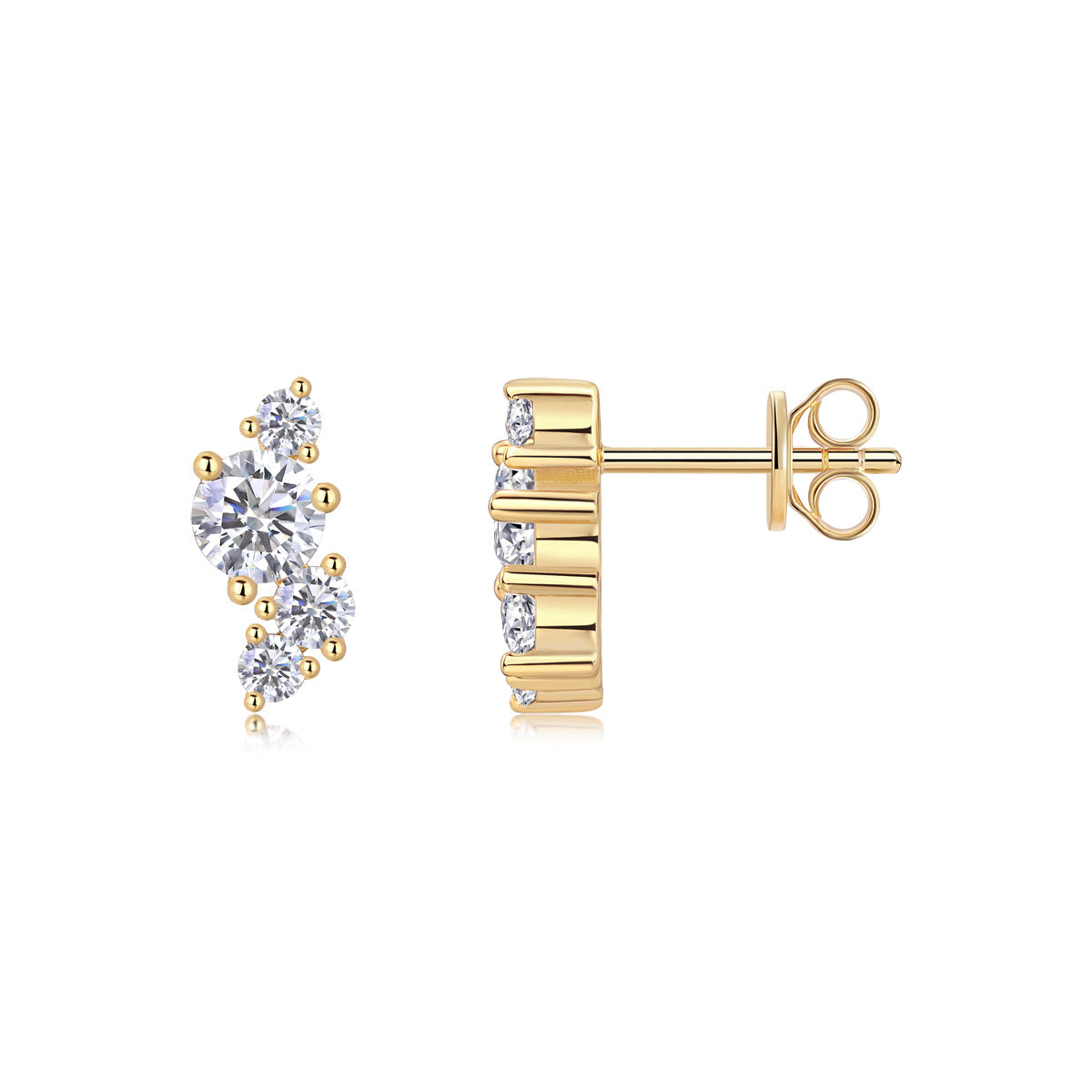 Moissanite Fancy Stud Earrings for Women S925 18K Gold Plated