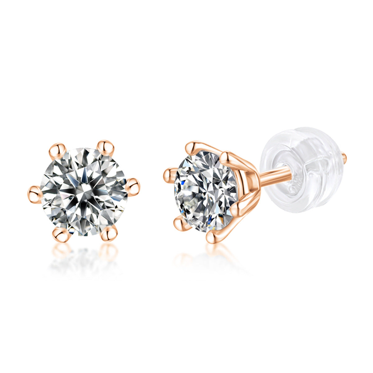 4CT(2CT*2)D-VVS1 Lab-Grown Diamond Six-Prong Unisex Earrings