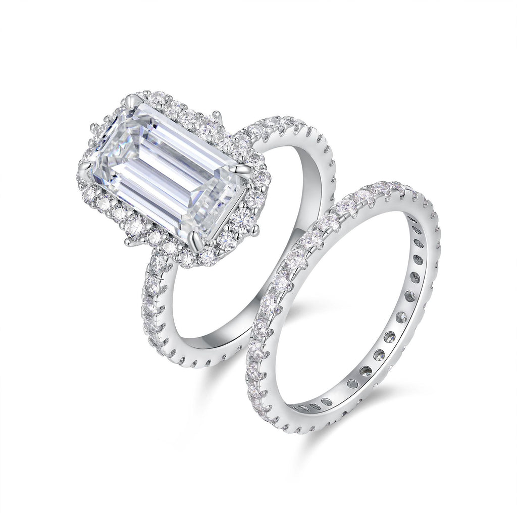 Emerald Moissanite Diamond Ring Set for Women
