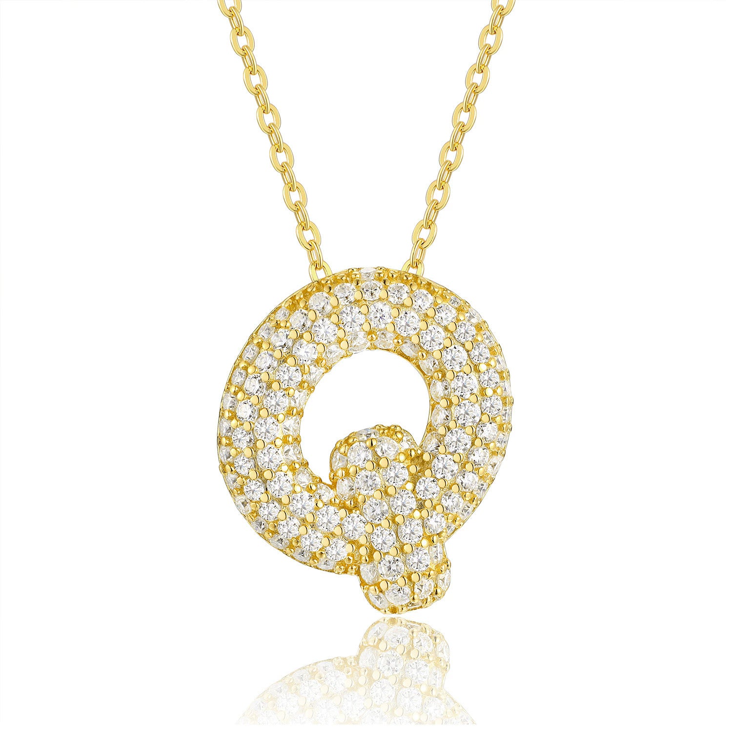 Moissanite 26 Alphabet Pendant Necklace for Men and Women 925 Sterling Silver Plated with 18K Gold