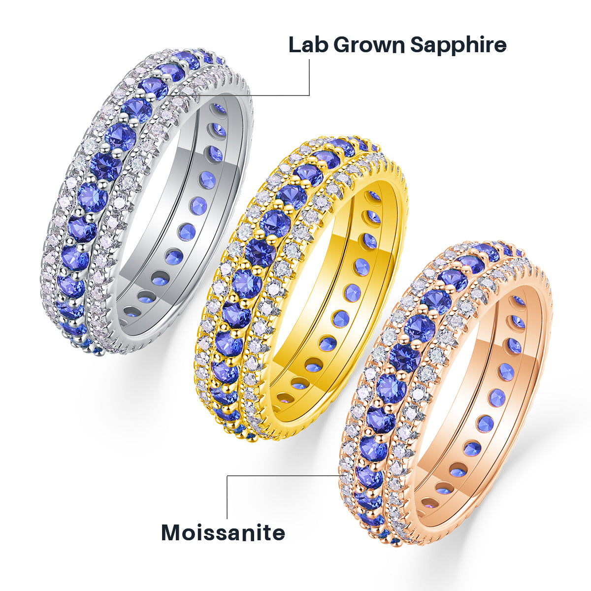 Colorful Cultivated Gemstone Moissanite Ring for Women
