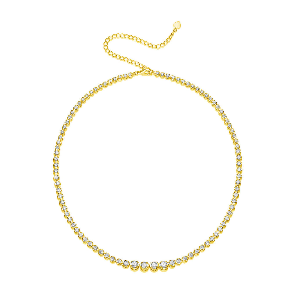 Moissanite S925 Sterling Silver Gold Plated 18K Full Diamond Necklace