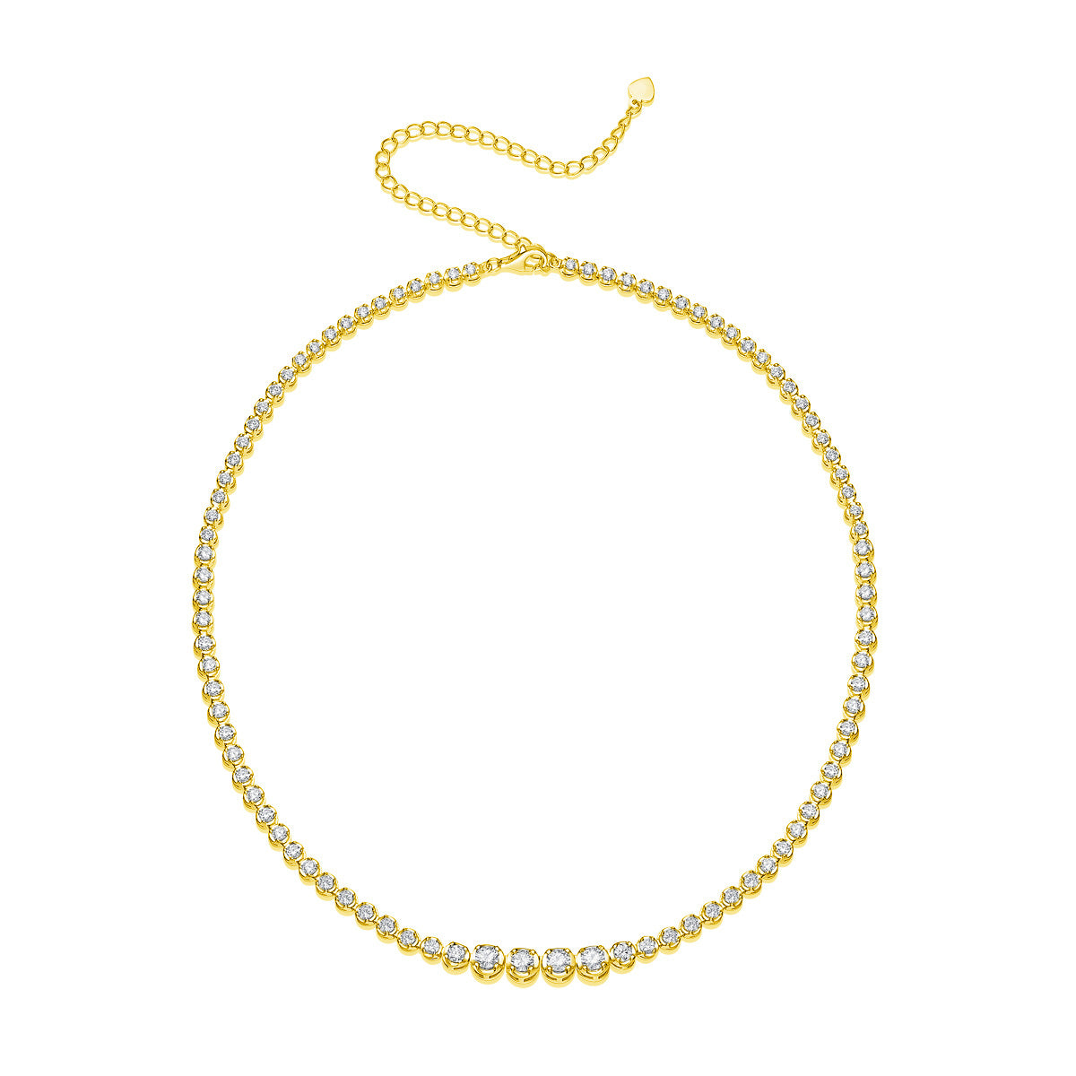 Moissanite S925 Sterling Silver Gold Plated 18K Full Diamond Necklace
