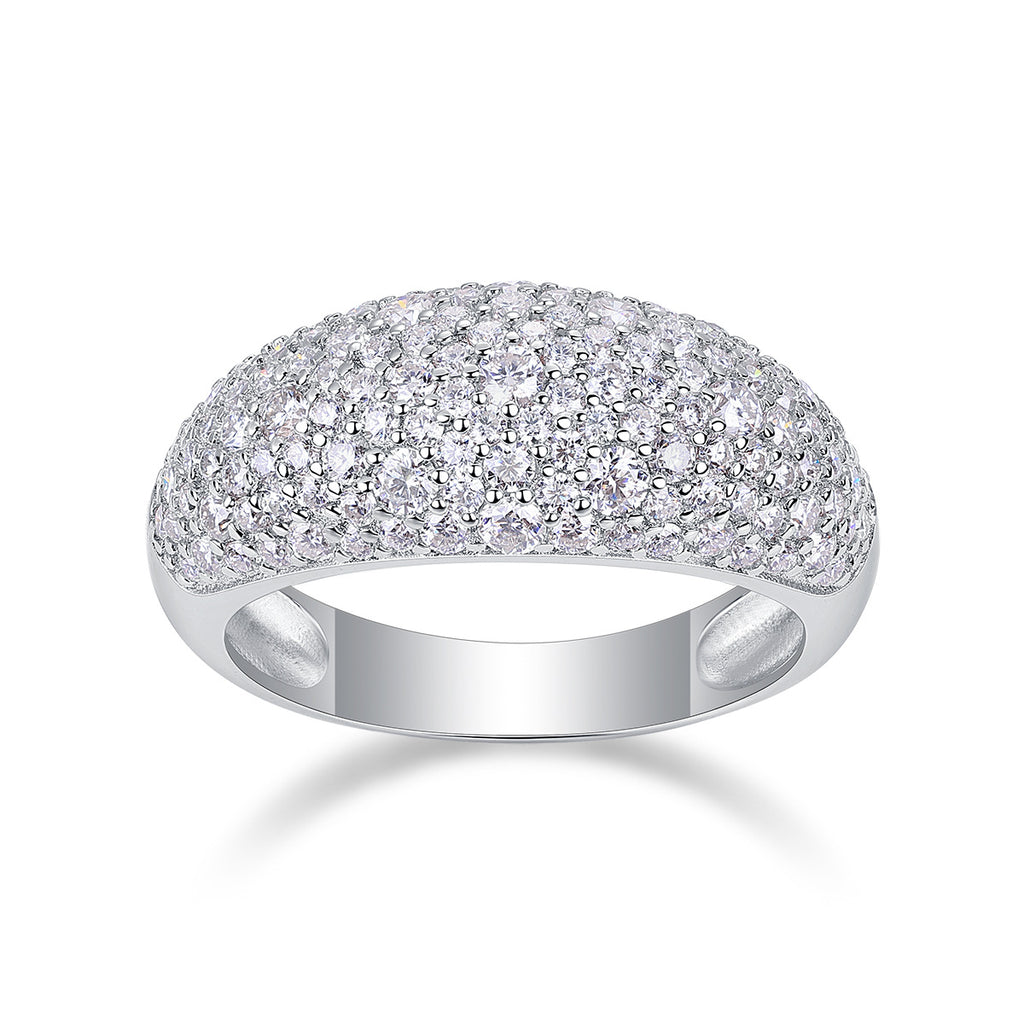 Unisex Moissanite Hip-Hop Style Ring S925 Silver Plated with 18K White Gold