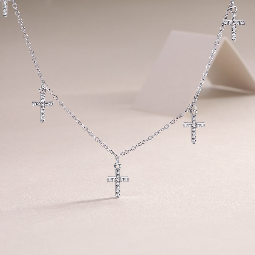 Moissanite Necklace Holy Light Cross Light Luxury Women's Necklace