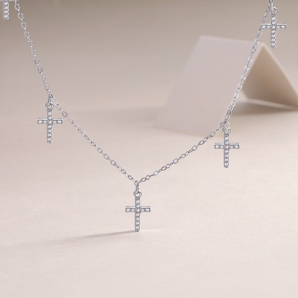 Moissanite Necklace Holy Light Cross Light Luxury Women's Necklace