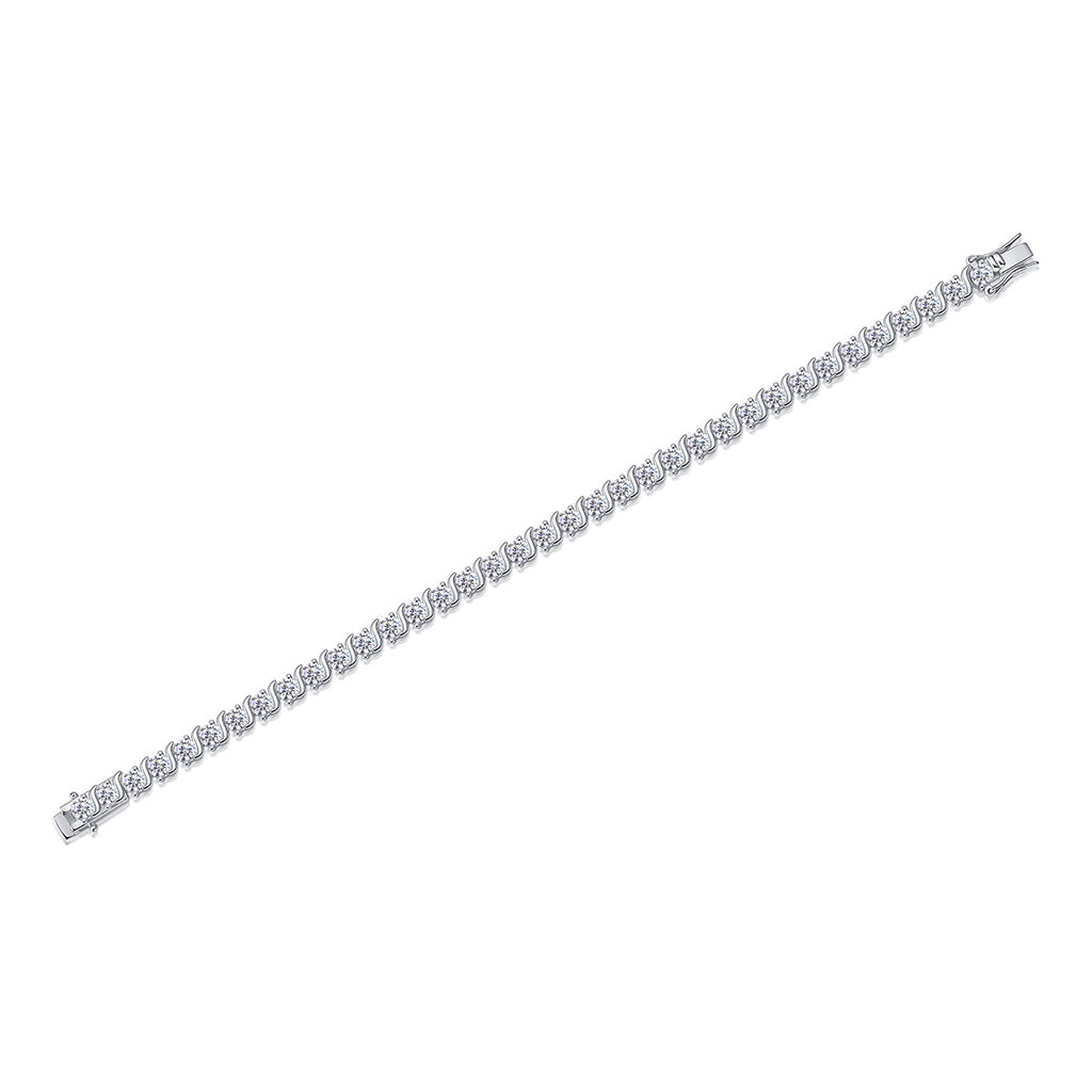 Men's and Women's Single Row Moissanite Tennis Bracelet S925 Sterling Silver Plated with 18K White Gold
