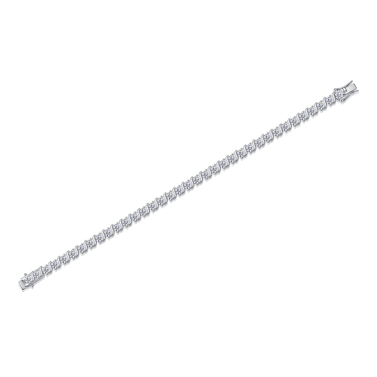 Men's and Women's Single Row Moissanite Tennis Bracelet S925 Sterling Silver Plated with 18K White Gold