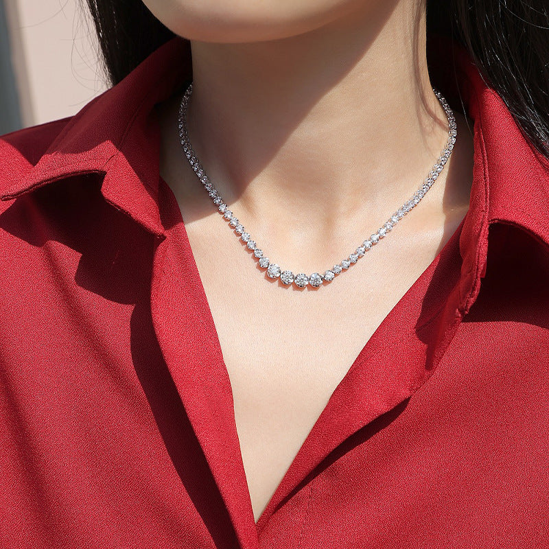 Moissanite S925 Sterling Silver Gold Plated 18K Full Diamond Necklace