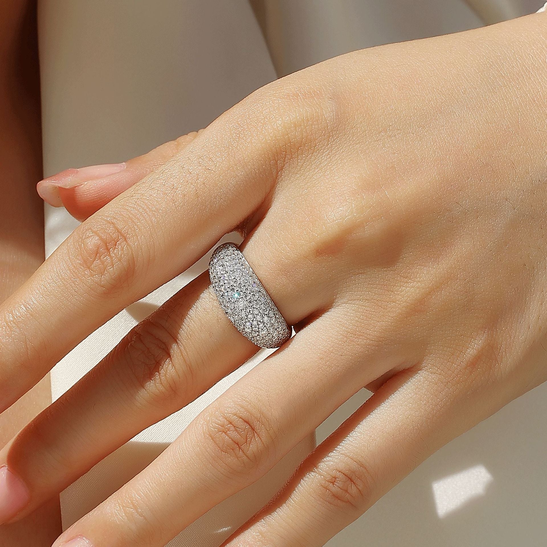 Unisex Moissanite Hip-Hop Style Ring S925 Silver Plated with 18K White Gold
