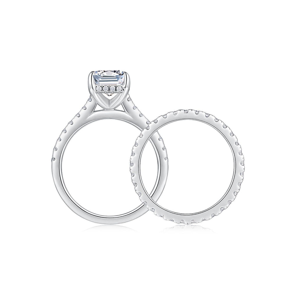 Emerald Moissanite Diamond Engagement Ring Set for Women