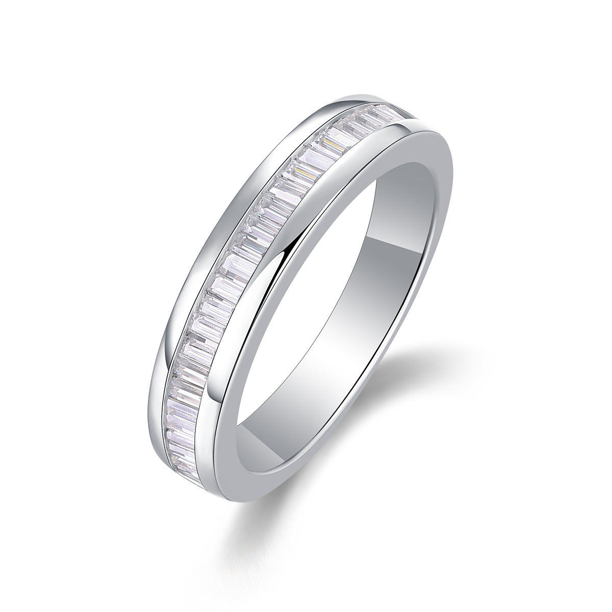 Single Row Emerald Cut Moissanite Ring for Women