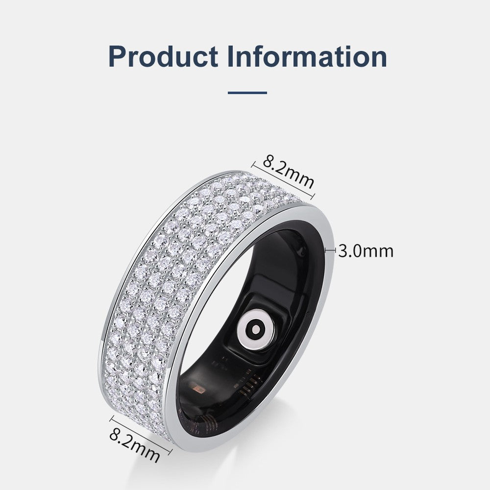 Health Star Smart Ring Integrated Blood Oxygen Monitoring S925 Silver Inlaid Moissanite Ring