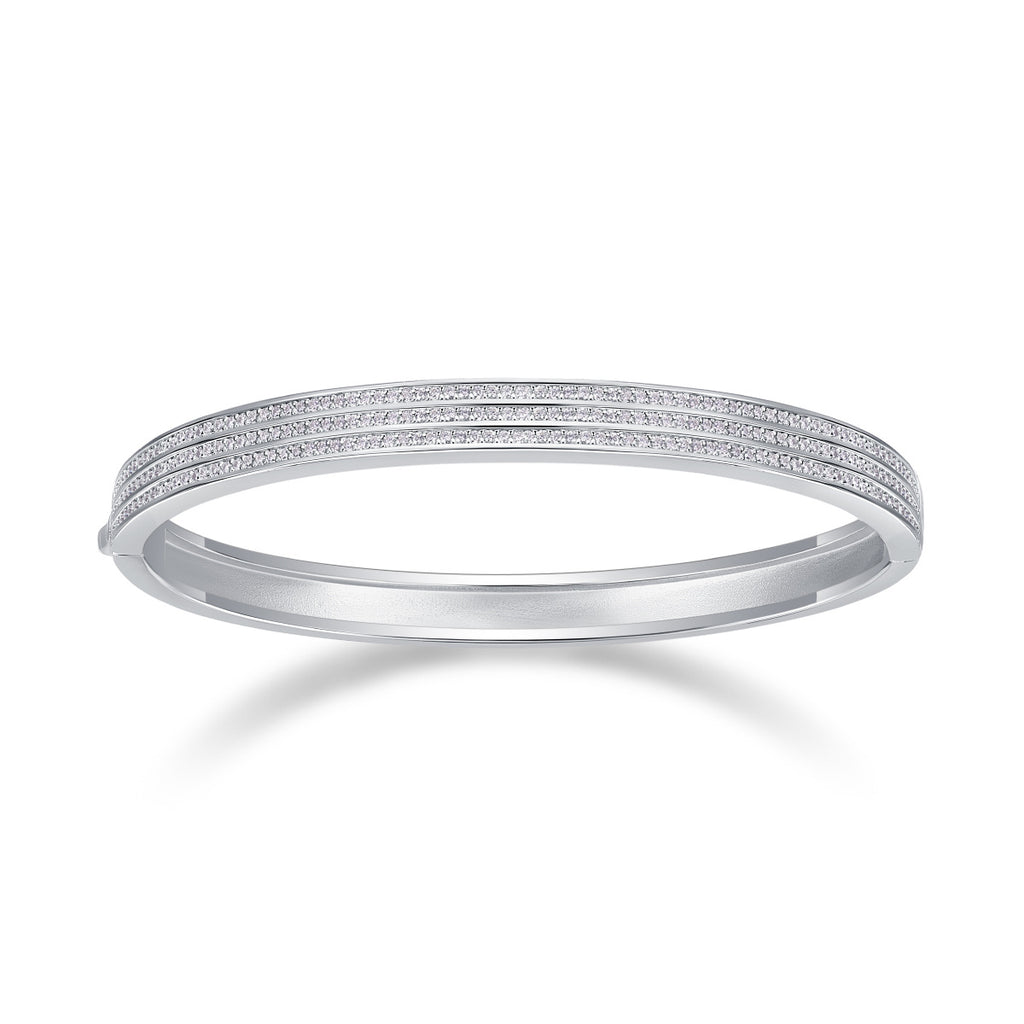 3 Rows Moissanite Bracelet for Women S925 Silver Plated with 18K White Gold