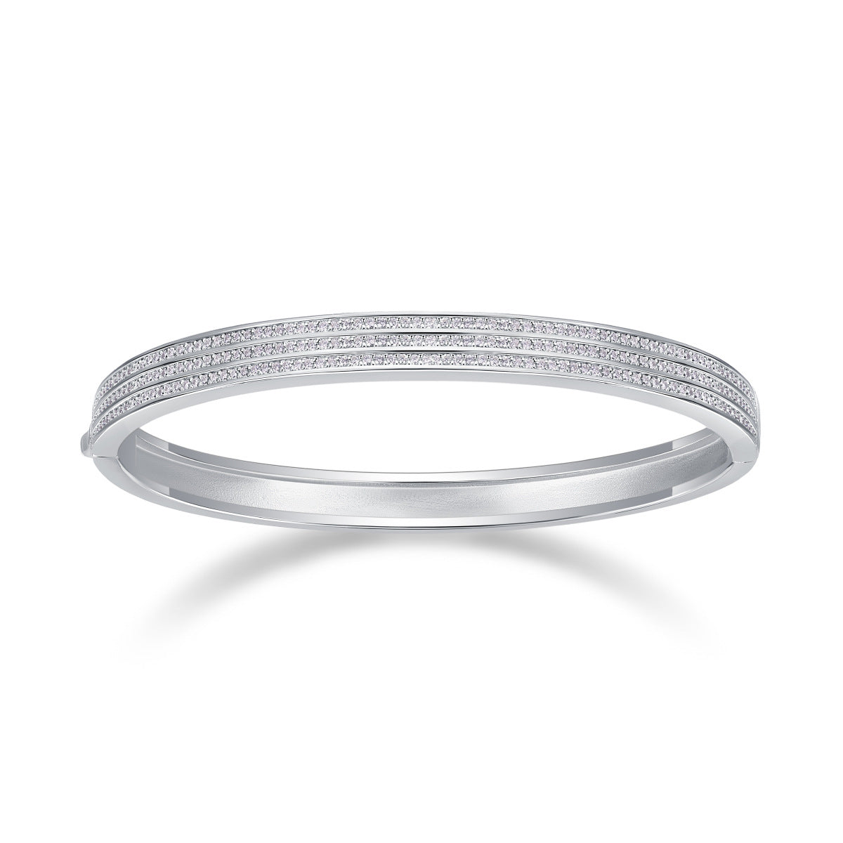 3 Rows Moissanite Bracelet for Women S925 Silver Plated with 18K White Gold
