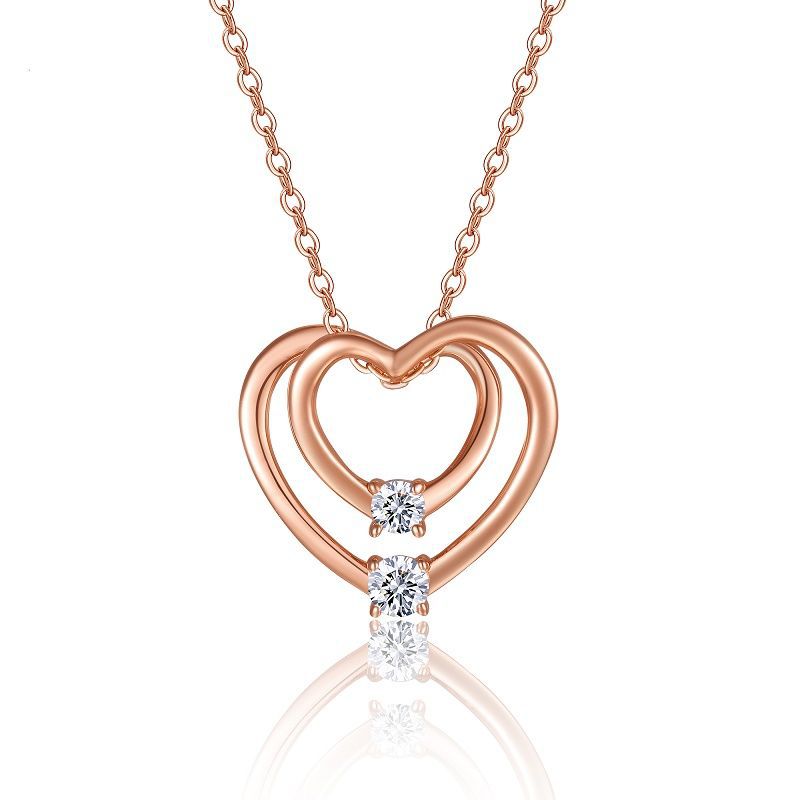 Double Heart Shaped Moissanite Necklace for Women