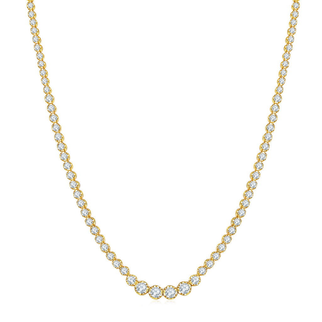 Moissanite S925 Sterling Silver Gold Plated 18K Full Diamond Necklace
