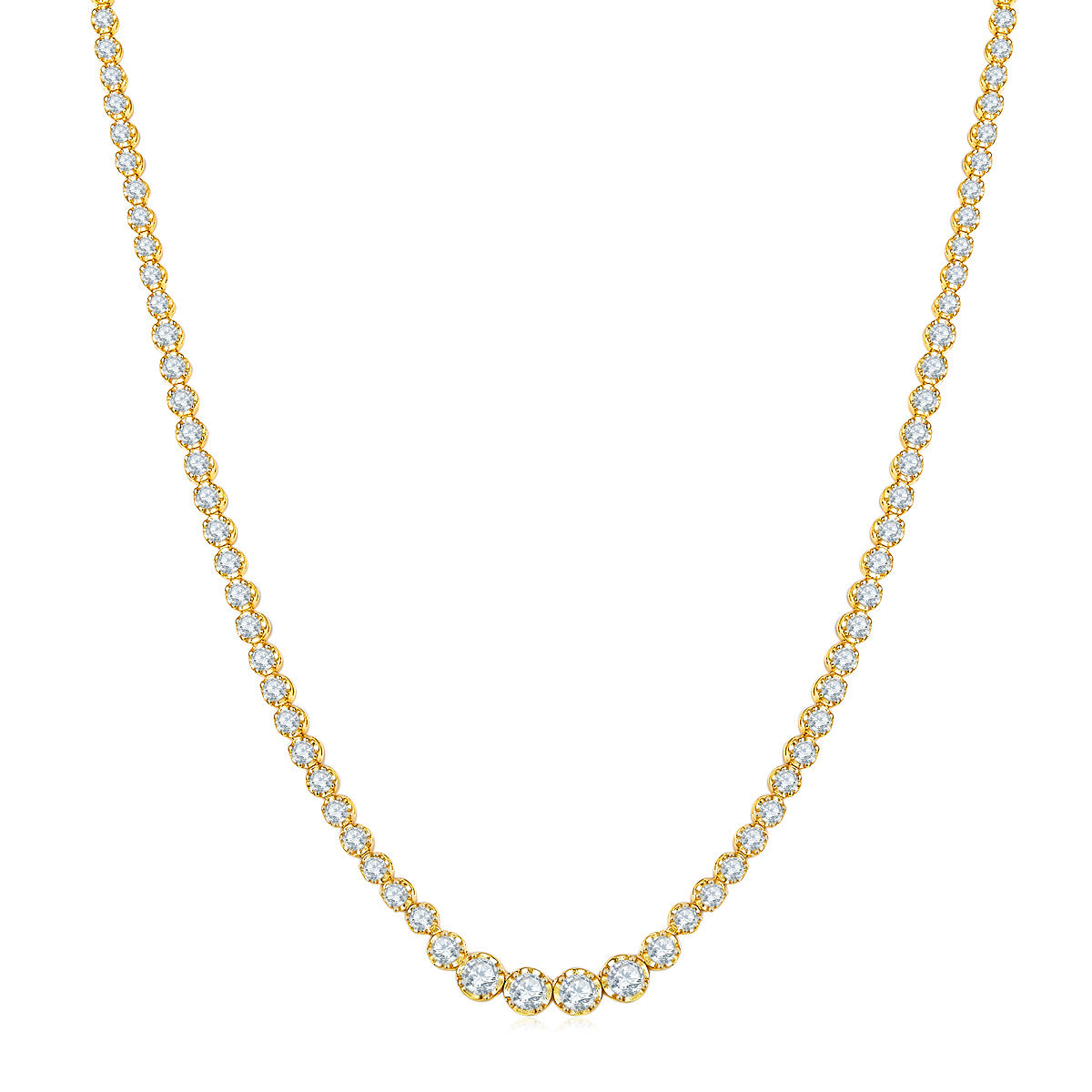 Moissanite S925 Sterling Silver Gold Plated 18K Full Diamond Necklace