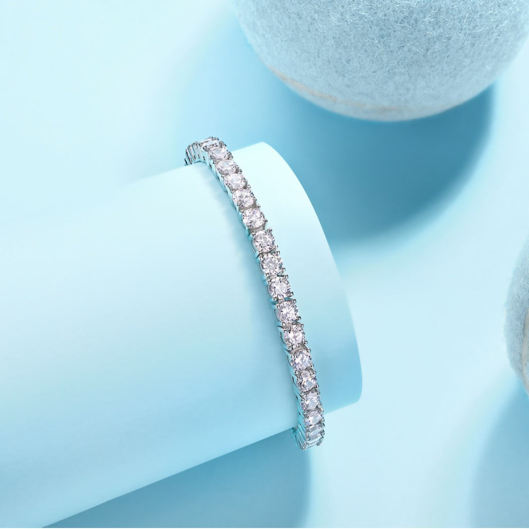 S925 Silver Plated 18K Moissanite Diamonds Tennis Bracelet for Men and Women