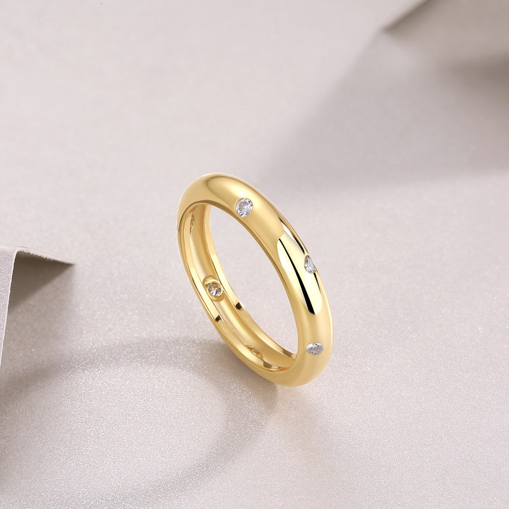 Gypsophila Moissanite Ring for Women S925 Silver Gold Plated