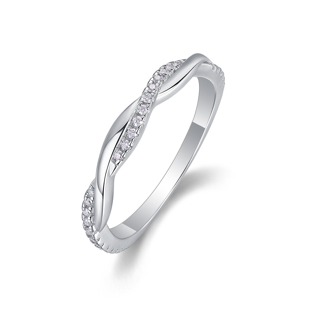 S925 Plated 18K White Gold Moissanite Diamond Braided Ring Engagement Rings For Women