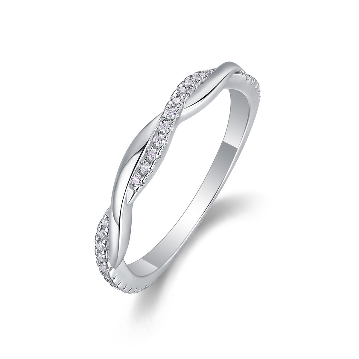 S925 Plated 18K White Gold Moissanite Diamond Braided Ring Engagement Rings For Women