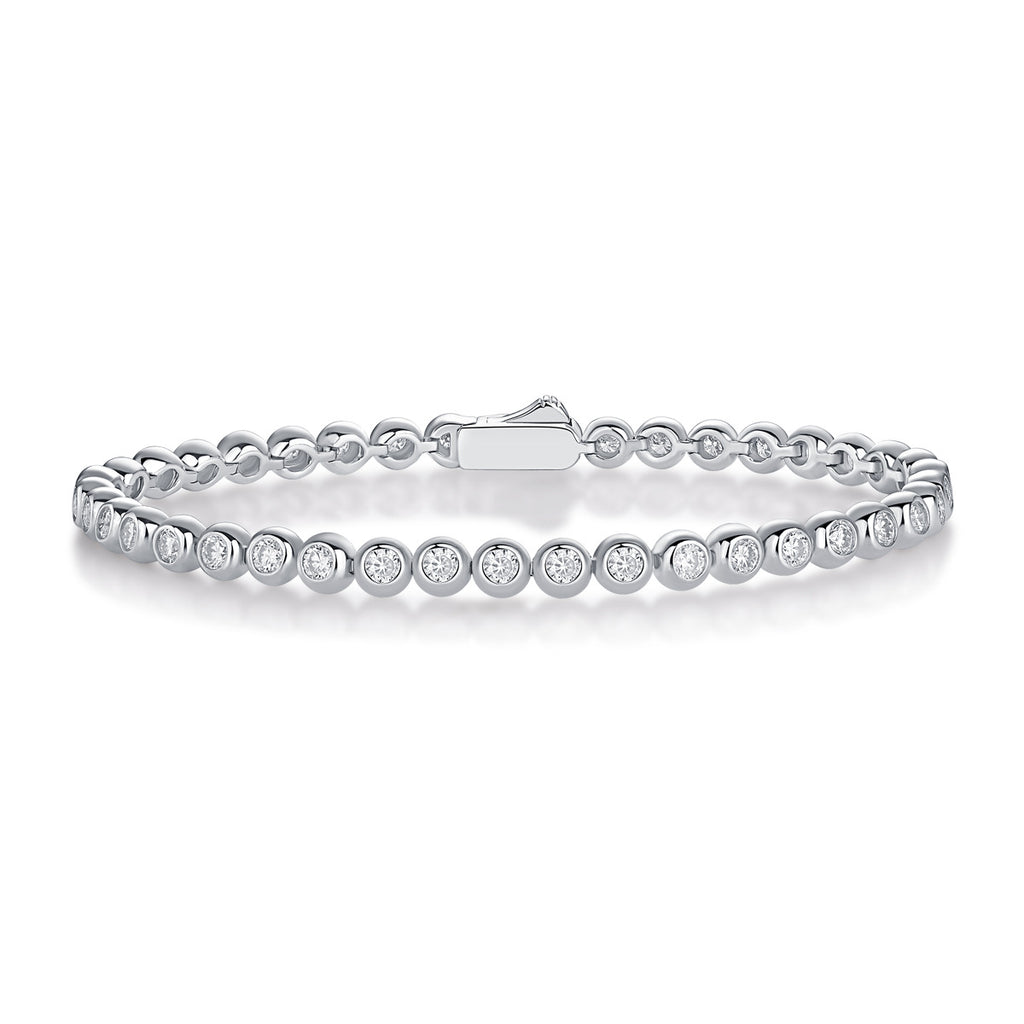 Bubble 1.8mm Round Moissanite Tennis Bracelet S925 Silver Plated 18k White Gold