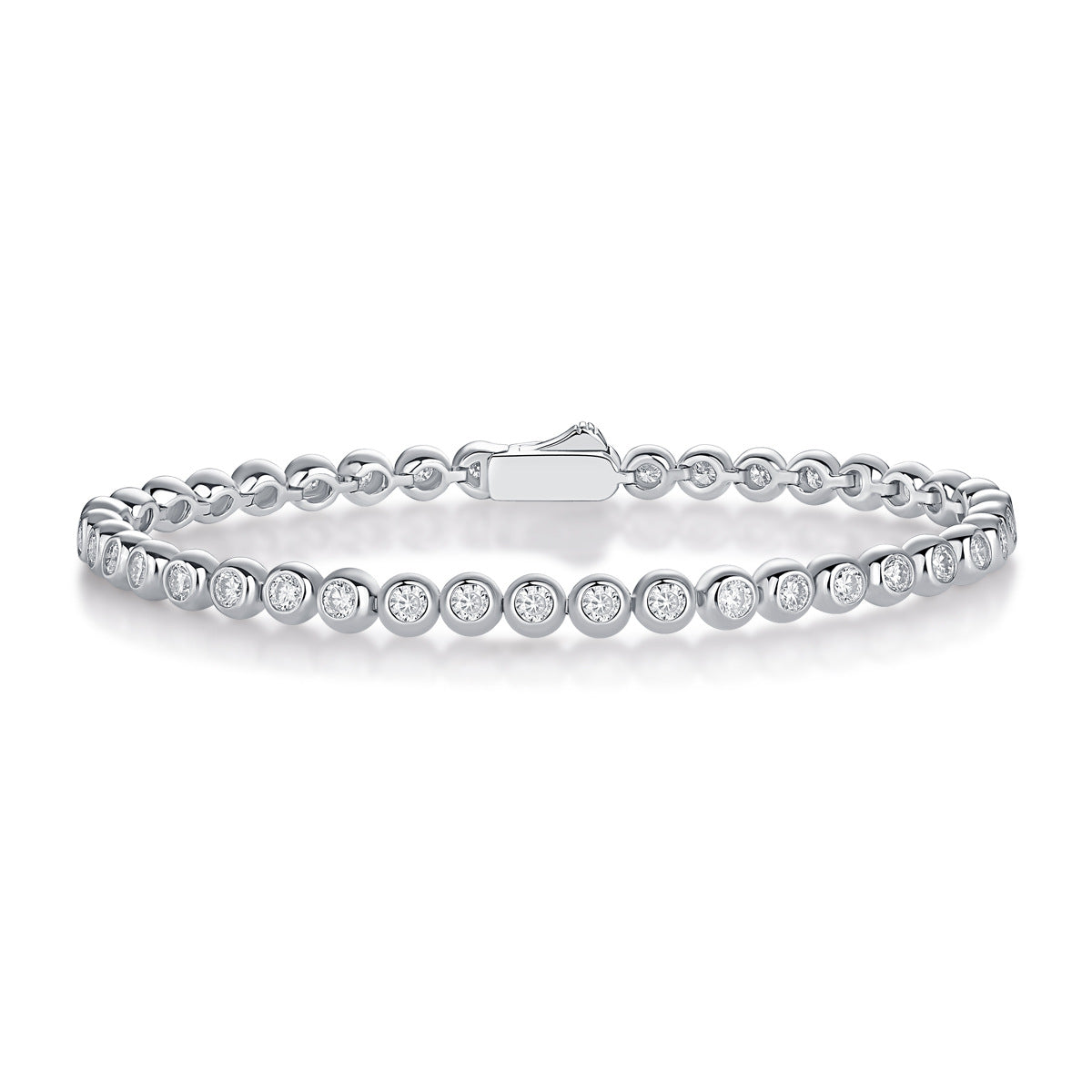 Bubble 1.8mm Round Moissanite Tennis Bracelet S925 Silver Plated 18k White Gold
