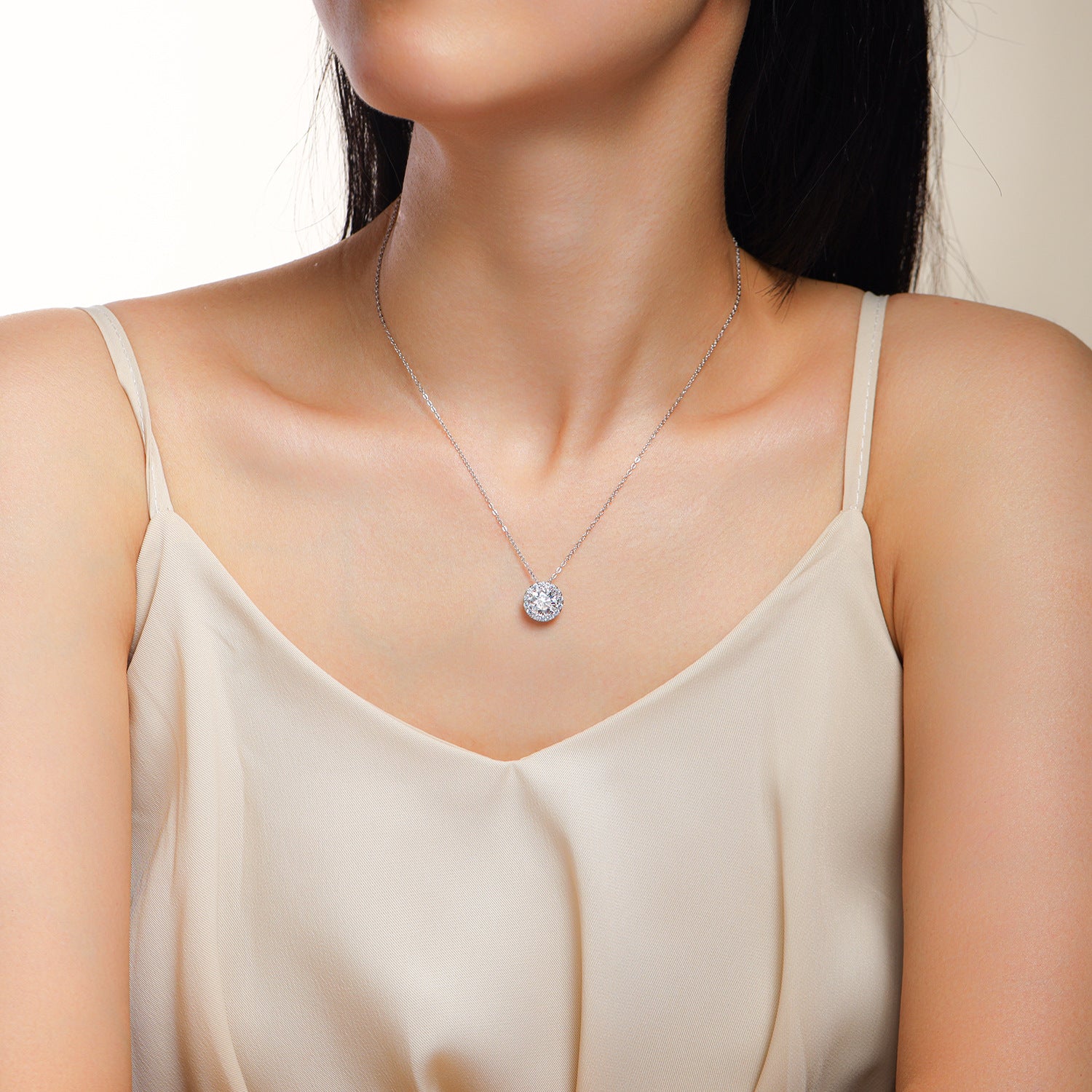2 Carat Moissanite Necklace for Women S925 Silver Plated with 18K White Gold