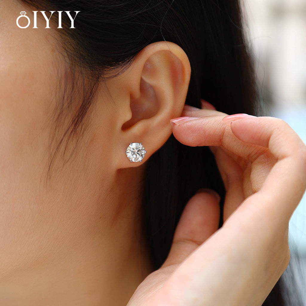 2CT(1CT*2)D-VVS1 Lab Grown Diamond Stud Earrings for Men and Women