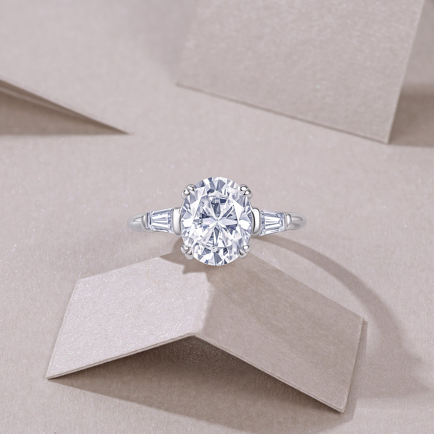 8*10 Egg-Shaped Moissanite Diamond Ring for Women