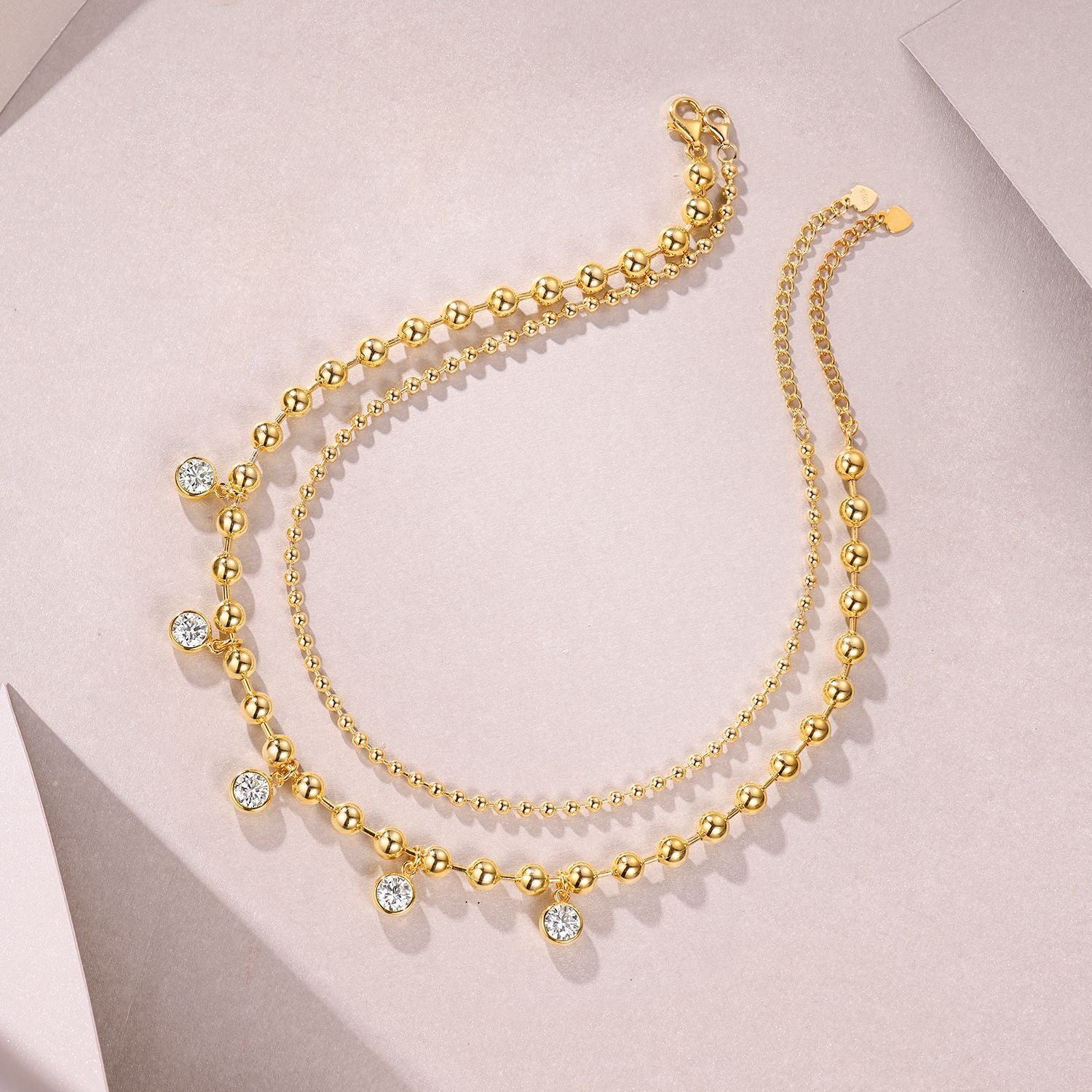 Moissanite Diamond Stacked Tassel Necklace for Women 35.5g S925 Silver Plated with 18K Gold