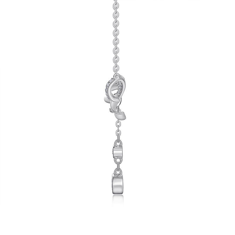 Butterfly Knot Lily of the Valley Moissanite Necklace for Women S925 Silver Plated 18K White Gold