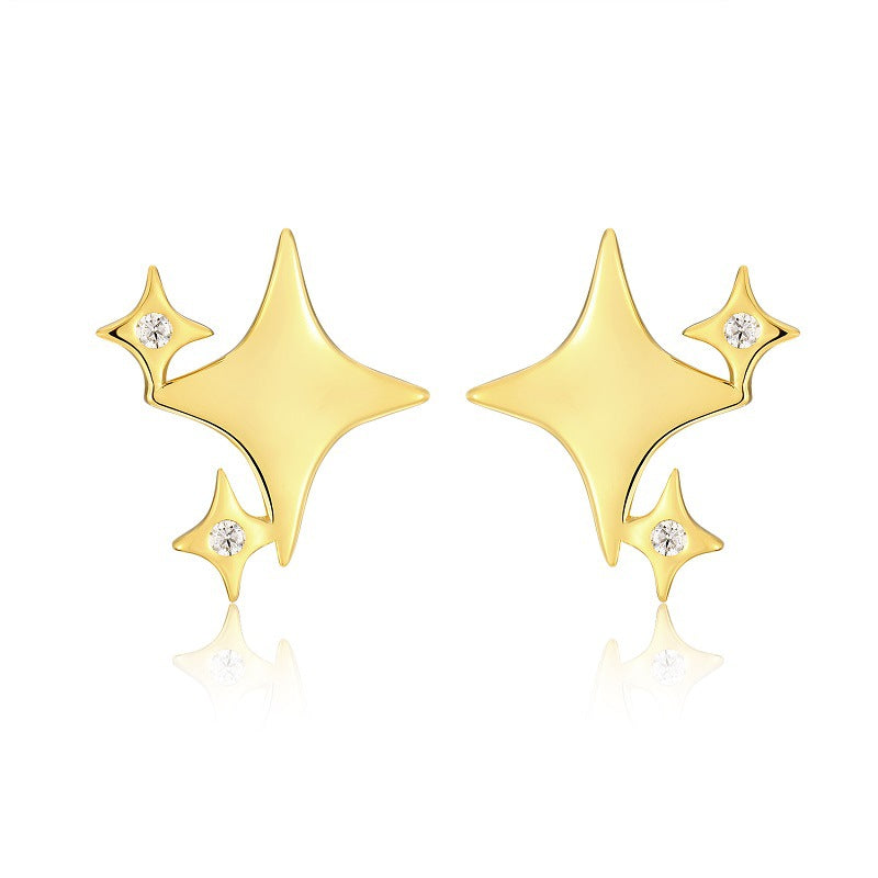 Moissanite Cross Star 925 Gold Plated Earrings for Women