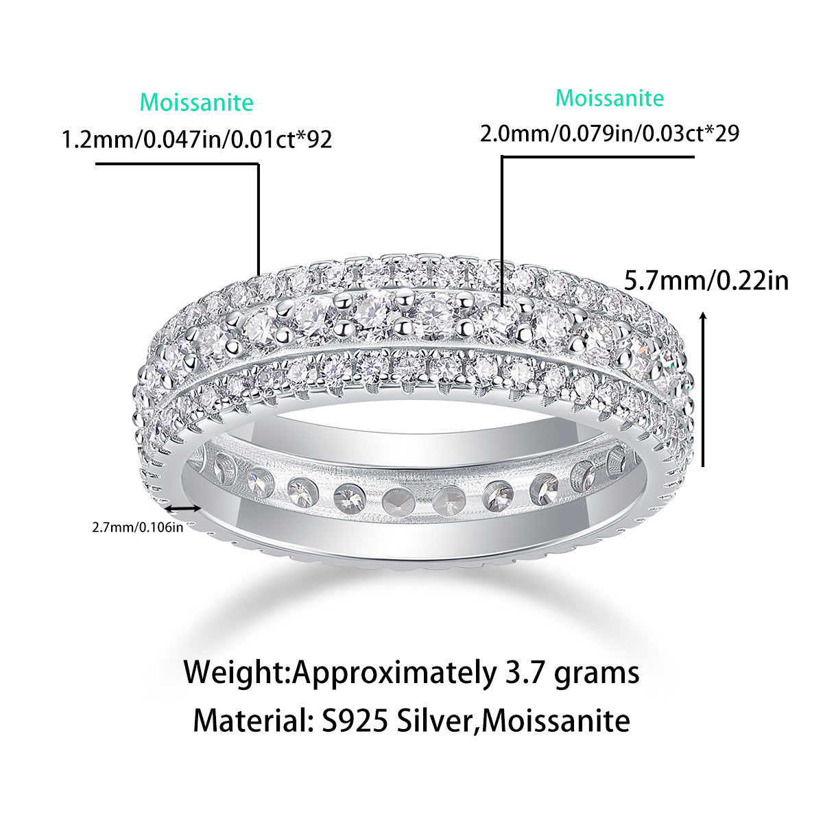 Colorful Cultivated Gemstone Moissanite Ring for Women